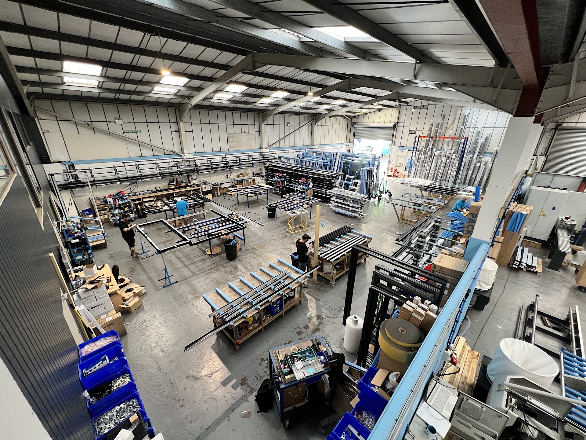 high level of a modern factory making aluminium door profiles